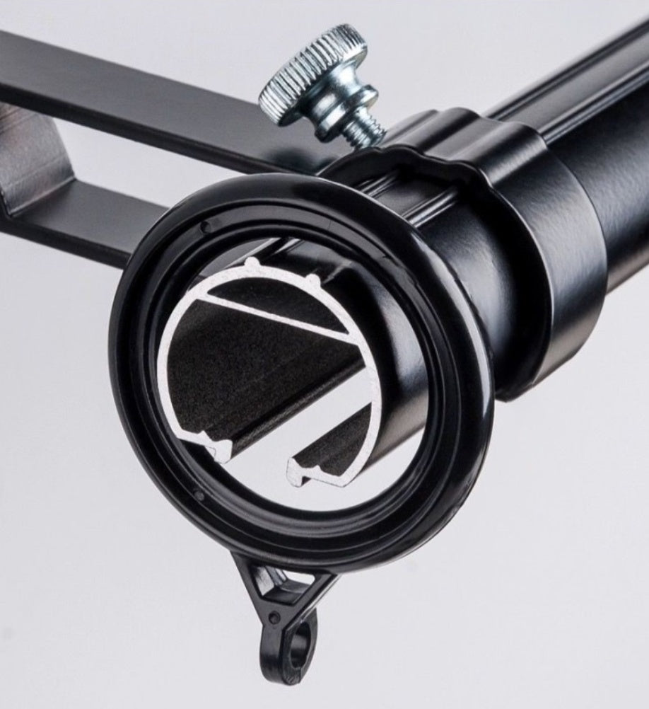 Extra-long curtain rod with customizable aluminum sliding rods and ripple fold header support.