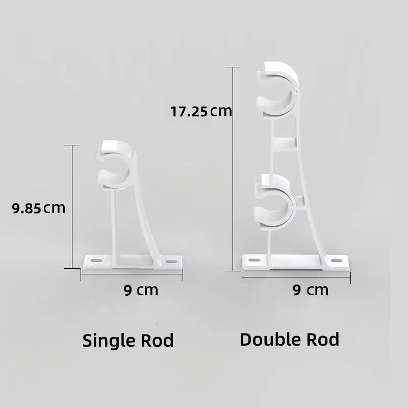 Adjustable curtain rod single and double brackets dimensions