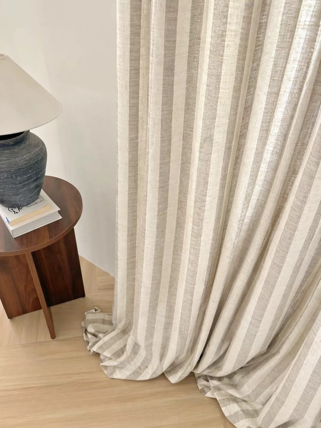 Custom butter yellow striped linen playroom curtains for kids room with light filtering and blackout options