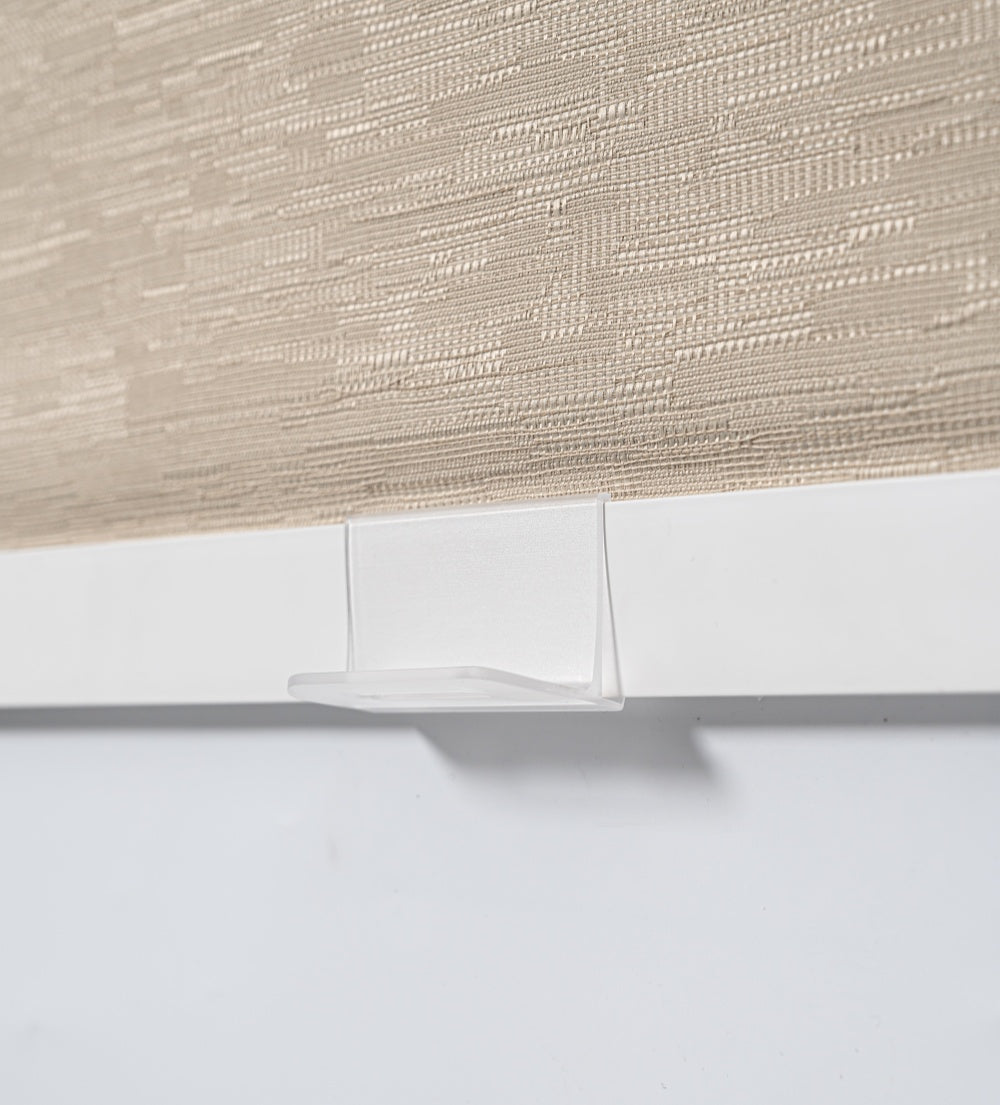 Cordless double roller blinds with premium linen texture for day and night use.