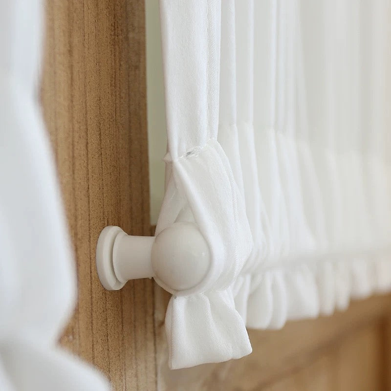 Custom rod pocket French door curtains offering privacy and style.