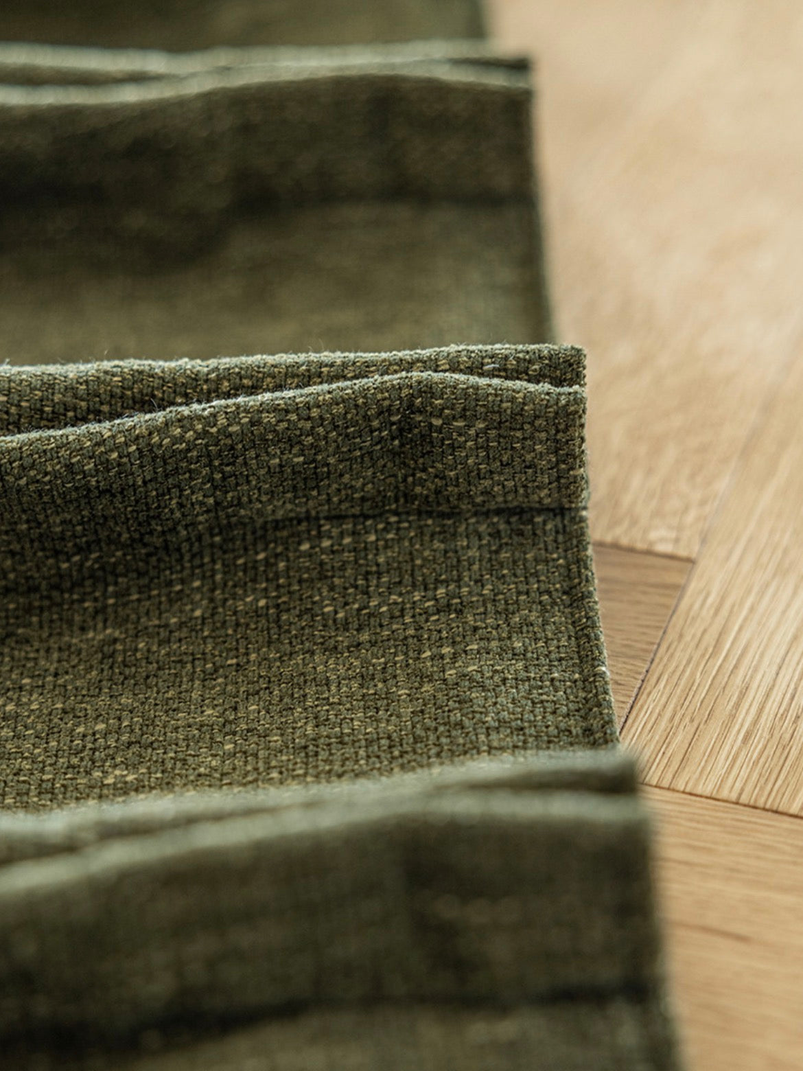 Heavyweight chenille custom curtains in retro-inspired color, showcasing rich texture and durable construction for bedroom blackout.