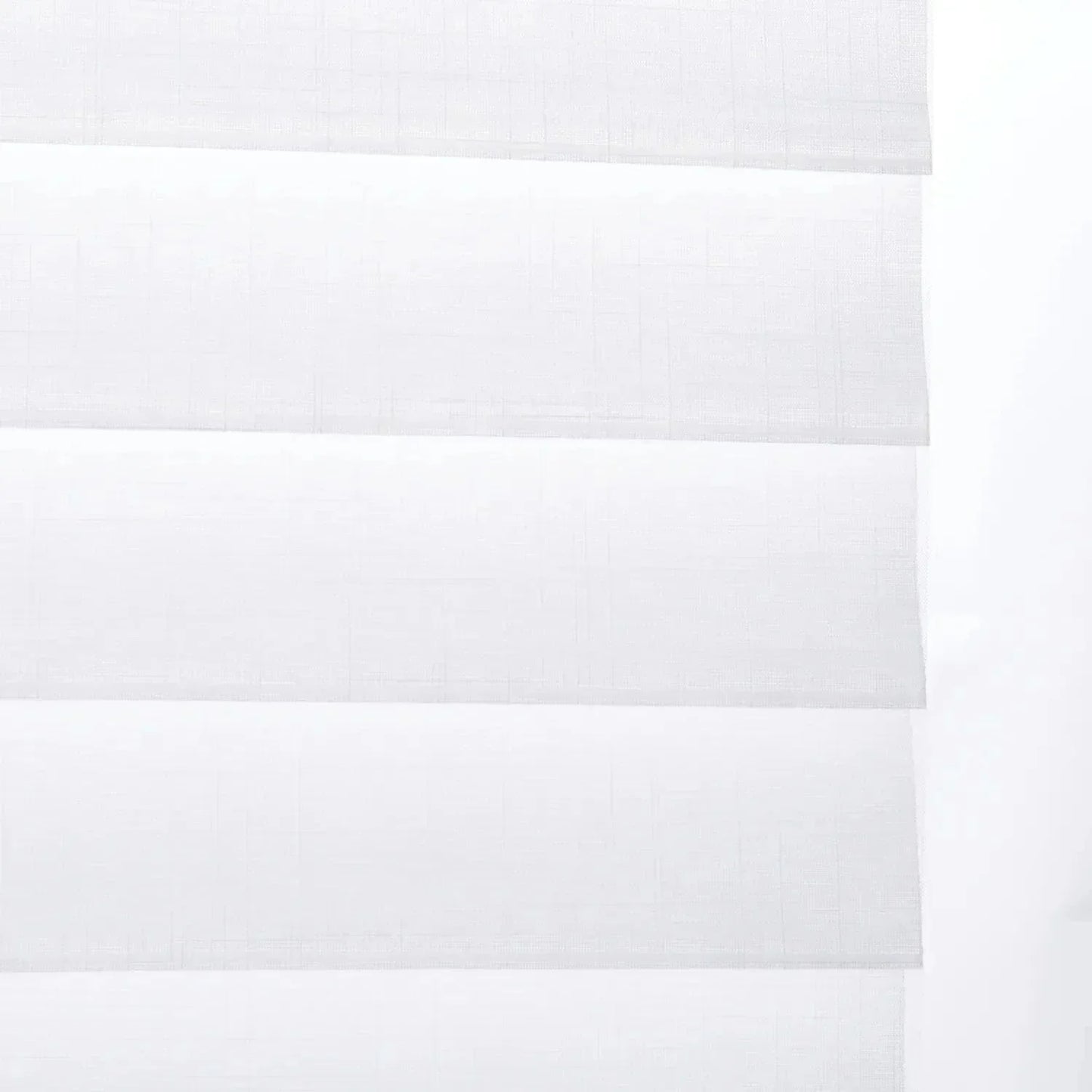 Light-filtering corded Shangri-La sheer shades in white, featuring adjustable blades for optimal light control and privacy.