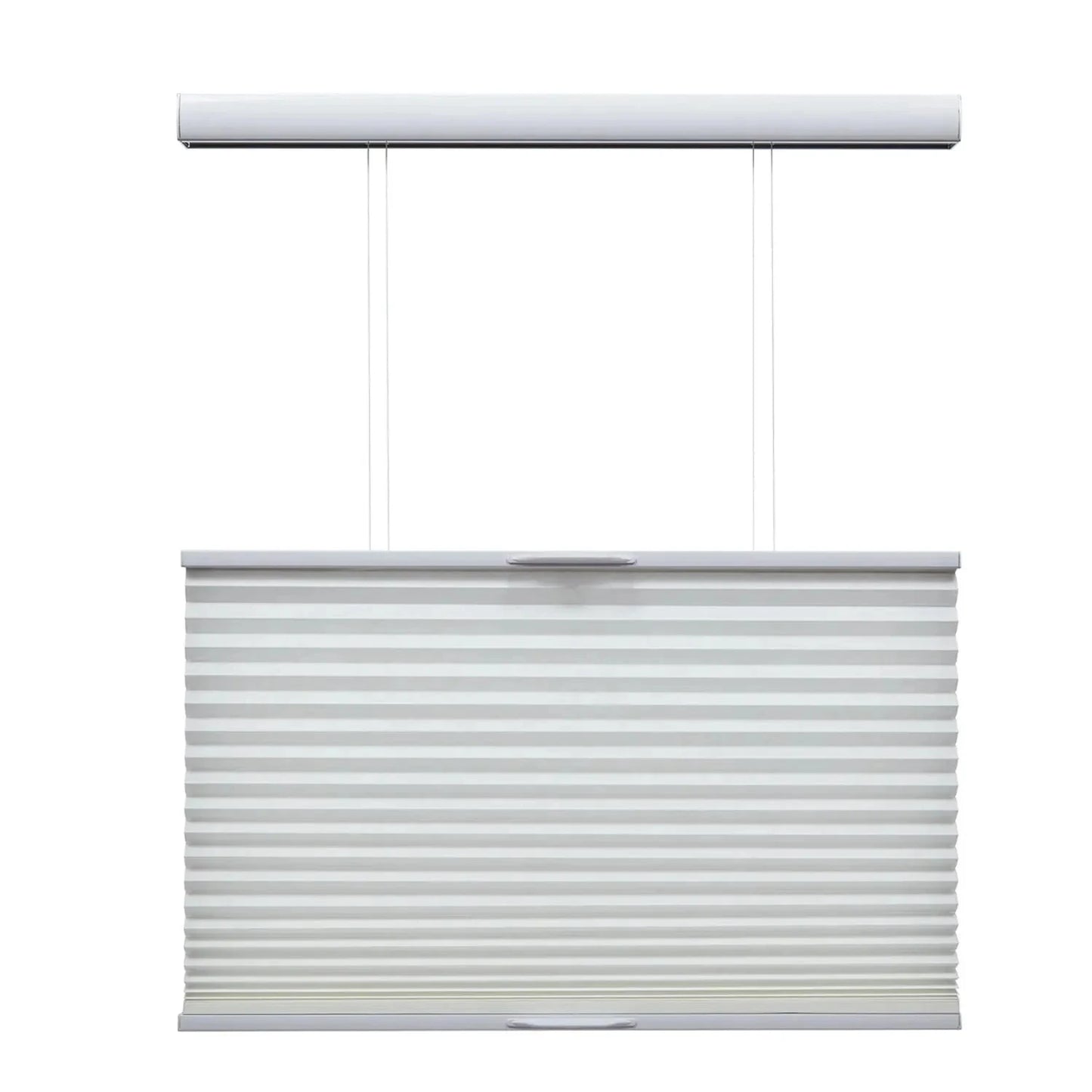 Cordless top down bottom up honeycomb blinds in white, showcasing elegant window design.