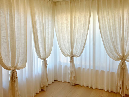 Visual comparison of easeease semi-blackout curtains and sheer curtains