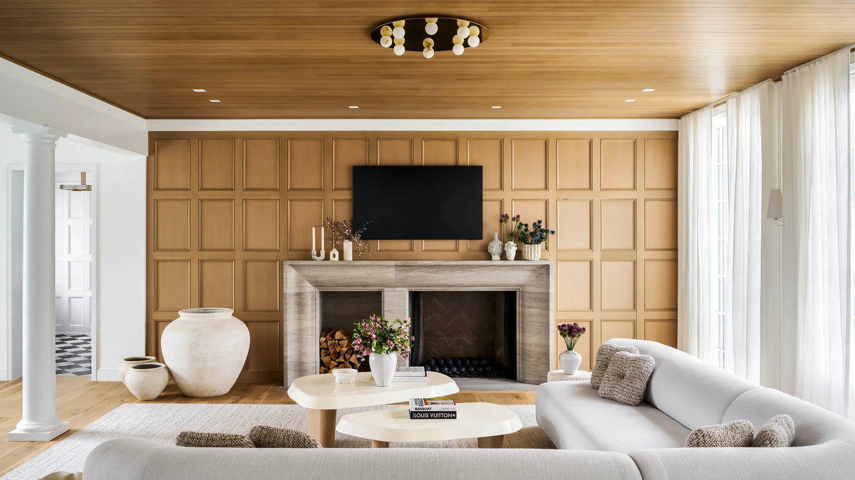Contemporary living room curtains in a bright, stylish modern living space