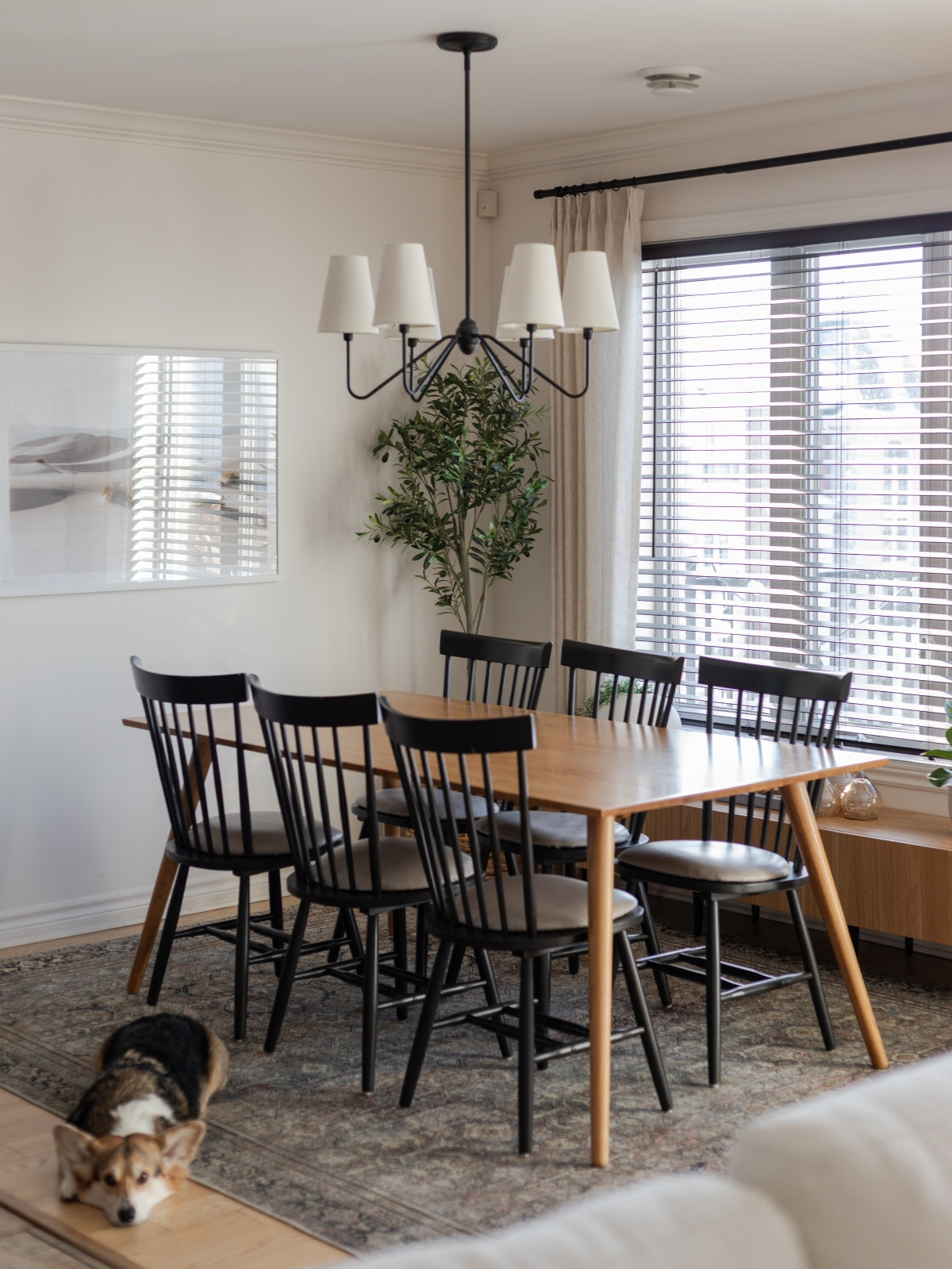 Linen sheer curtains enhancing a chic dining area with natural light.