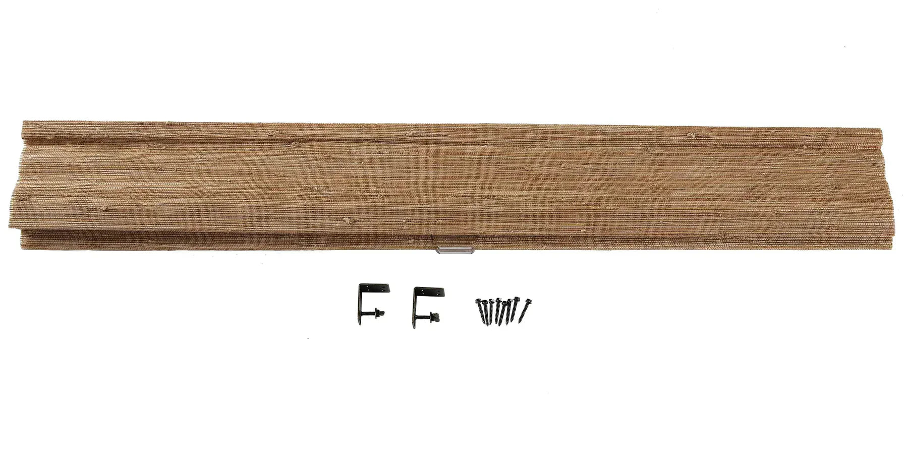 Brown natural woven jute blinds with bark texture for light filtering window treatments