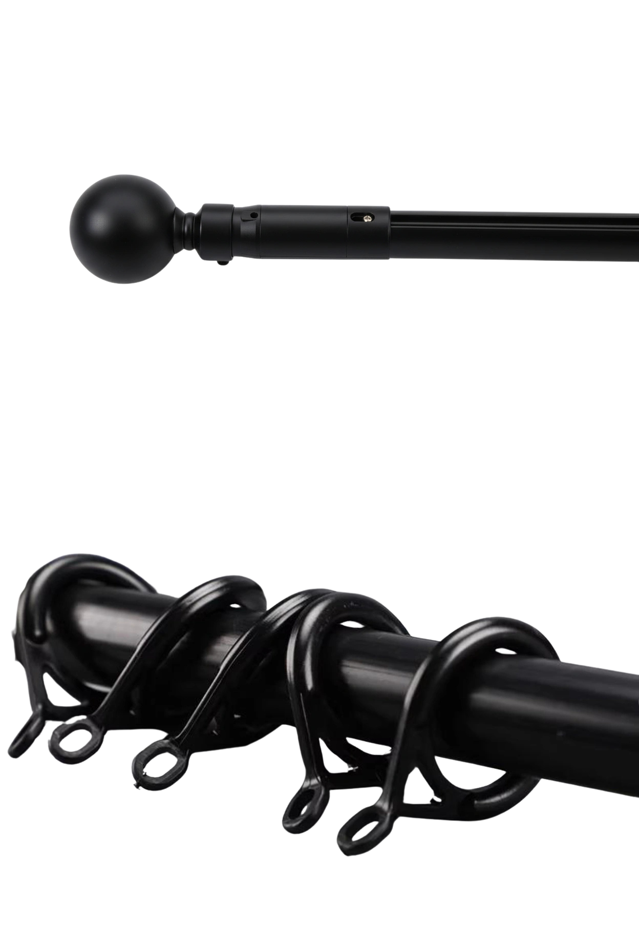 Black electric curtain rod with durable aluminum construction and silent operation for oversized windows