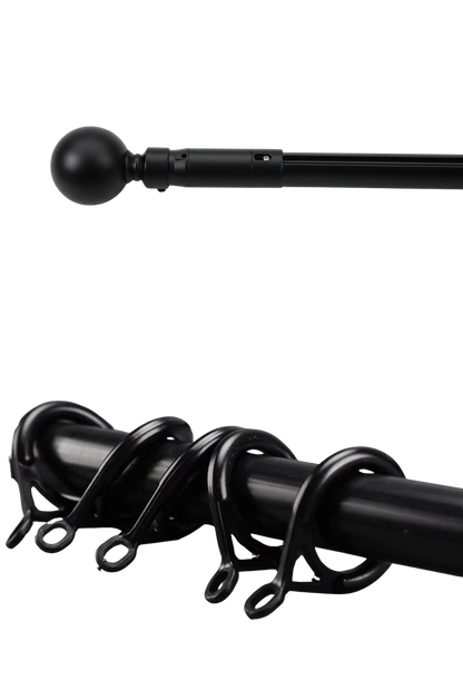 Black electric curtain rod with durable aluminum construction and silent operation for oversized windows