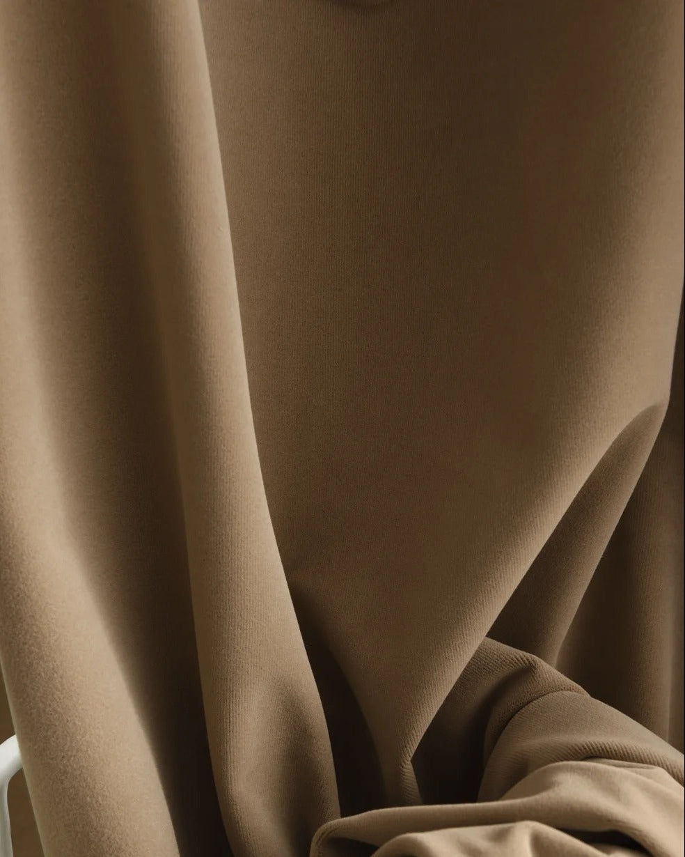 Luxurious high-matte velvet home theater curtains in deep black with superior sound insulation and thermal control