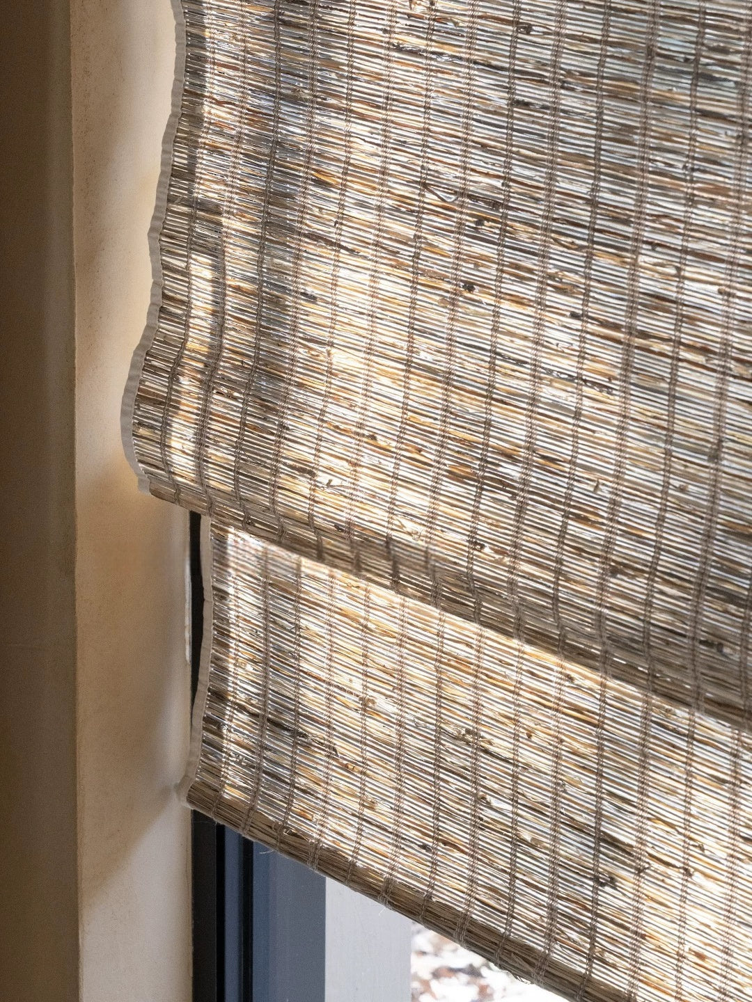 Natural jute bamboo shades outdoor with rich cinnamon hue, handwoven for sustainability and style.