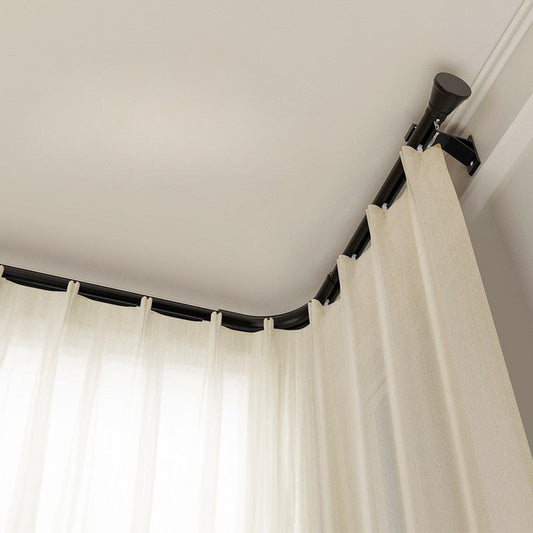 Custom oversized aluminum curtain rod for U and L-shaped windows with pleat and ripple fold headers