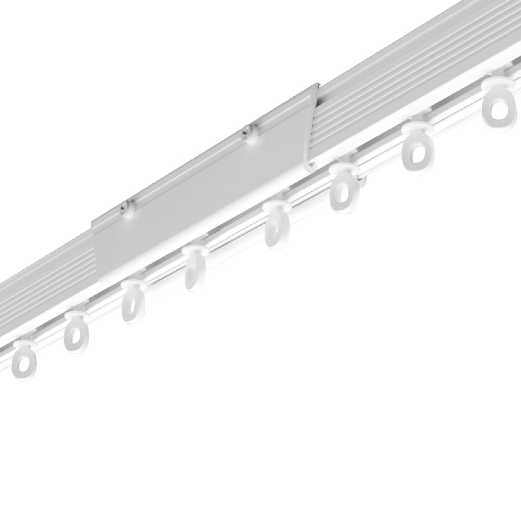 Premium aluminum curtain track with silent and smooth gliders, showcasing top and side mounting options for superior curtain support