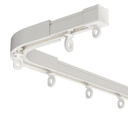 Premium aluminum double curtain track system with ceiling or wall mounting options for whisper-quiet and smooth curtain operation