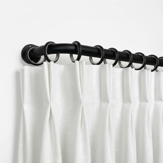 Heavy-duty custom French return curtain rod for blackout curtains reducing side light gaps