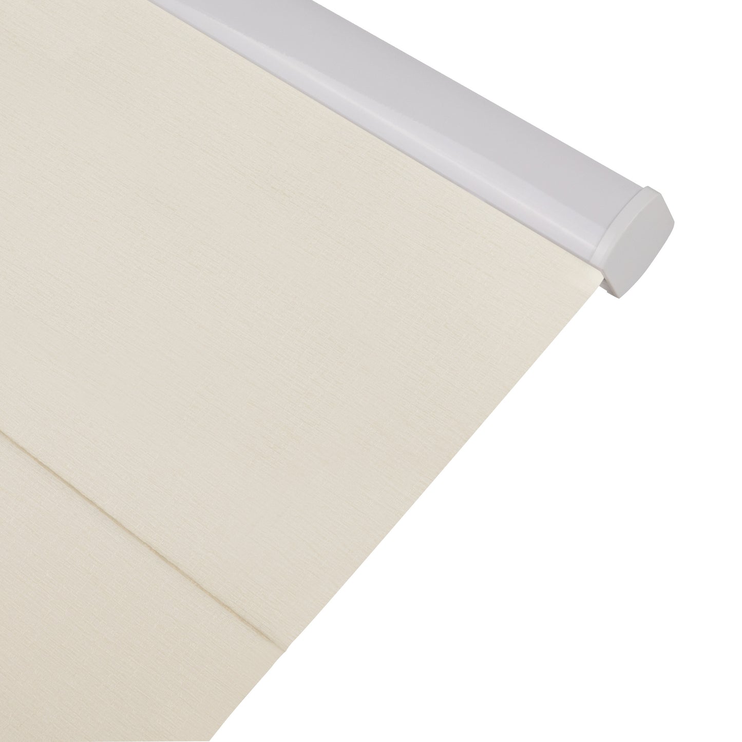 Close-up of a beige eco-friendly Roman blind with aluminum alloy lifting track from EaseEaseCurtains