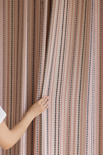 Striped curtains - "Fair Isle" Jacquard blackout drapery with dopamine-inspired design, perfect for playroom decor.