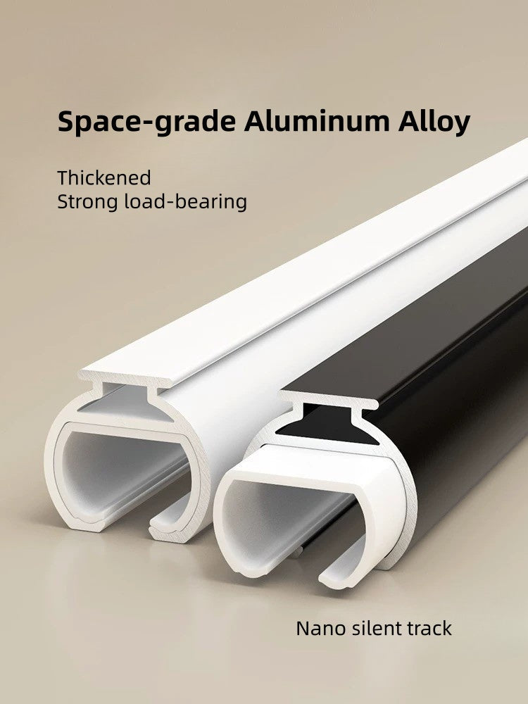 Custom oversized aluminum bay window curtain rod for L-shape windows with smooth gliding and heavy-duty support