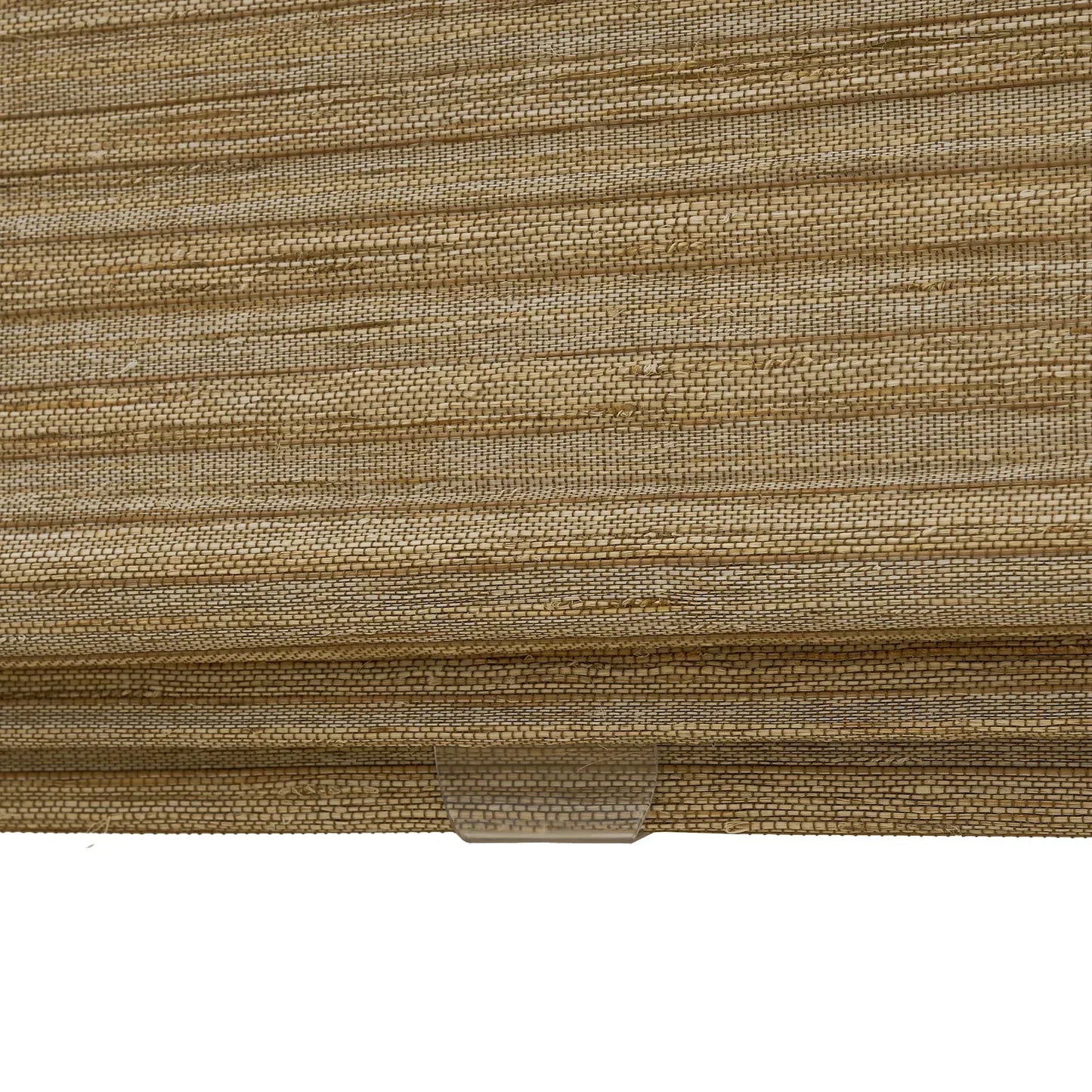 Natural hemp outdoor bamboo shades in beige brown with Roman design.