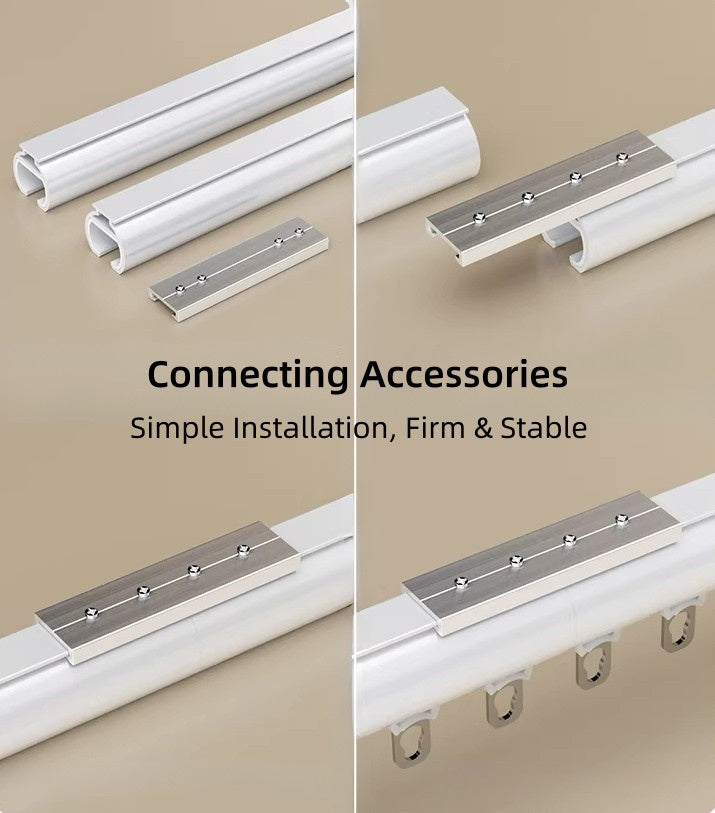 Custom oversized aluminum bay window curtain rod for L-shape windows with smooth silent gliding and heavy-duty support
