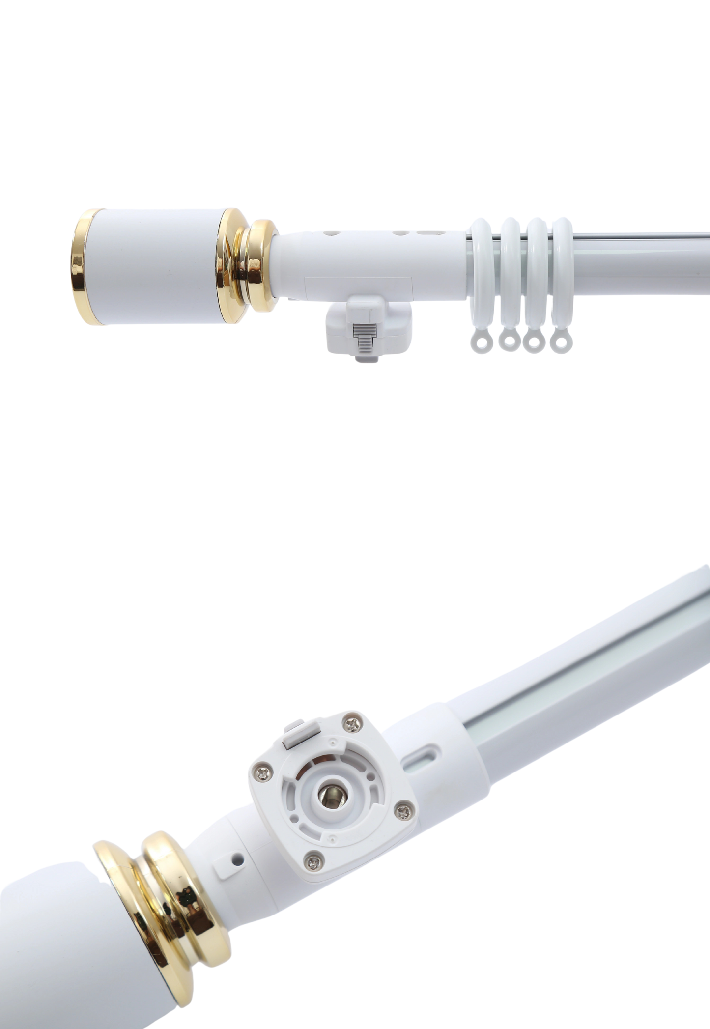 Smart electric curtain rod with Wi-Fi control, silent motor, and durable 1.5mm aluminum construction for oversized windows