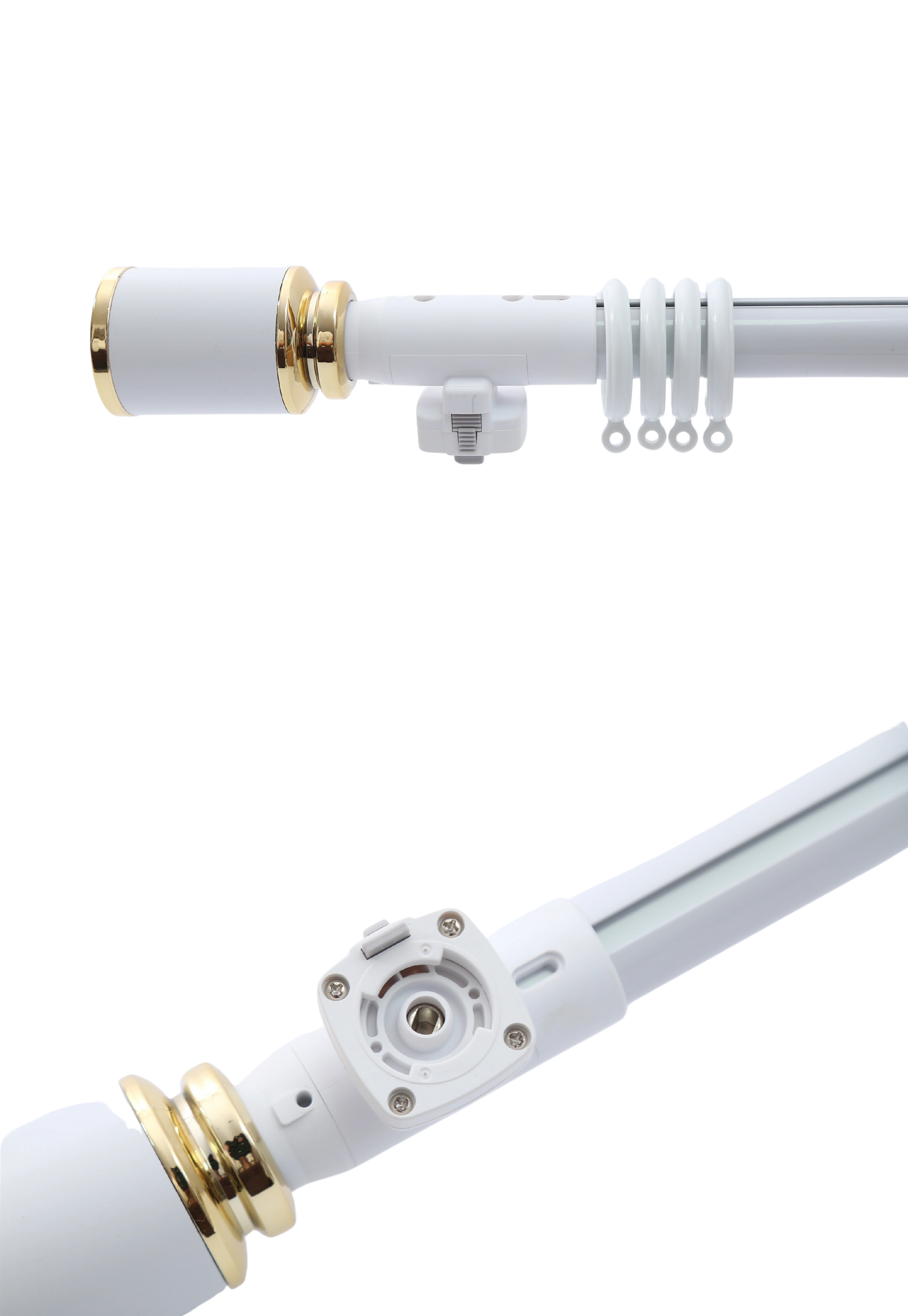 Smart electric curtain rod with Wi-Fi control, silent motor, and durable 1.5mm aluminum construction for oversized windows