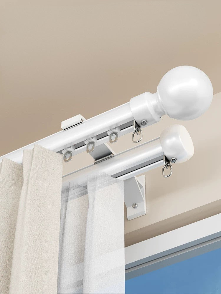 Custom oversized aluminum bay window curtain rod for L-shape windows with smooth gliding and heavy-duty support