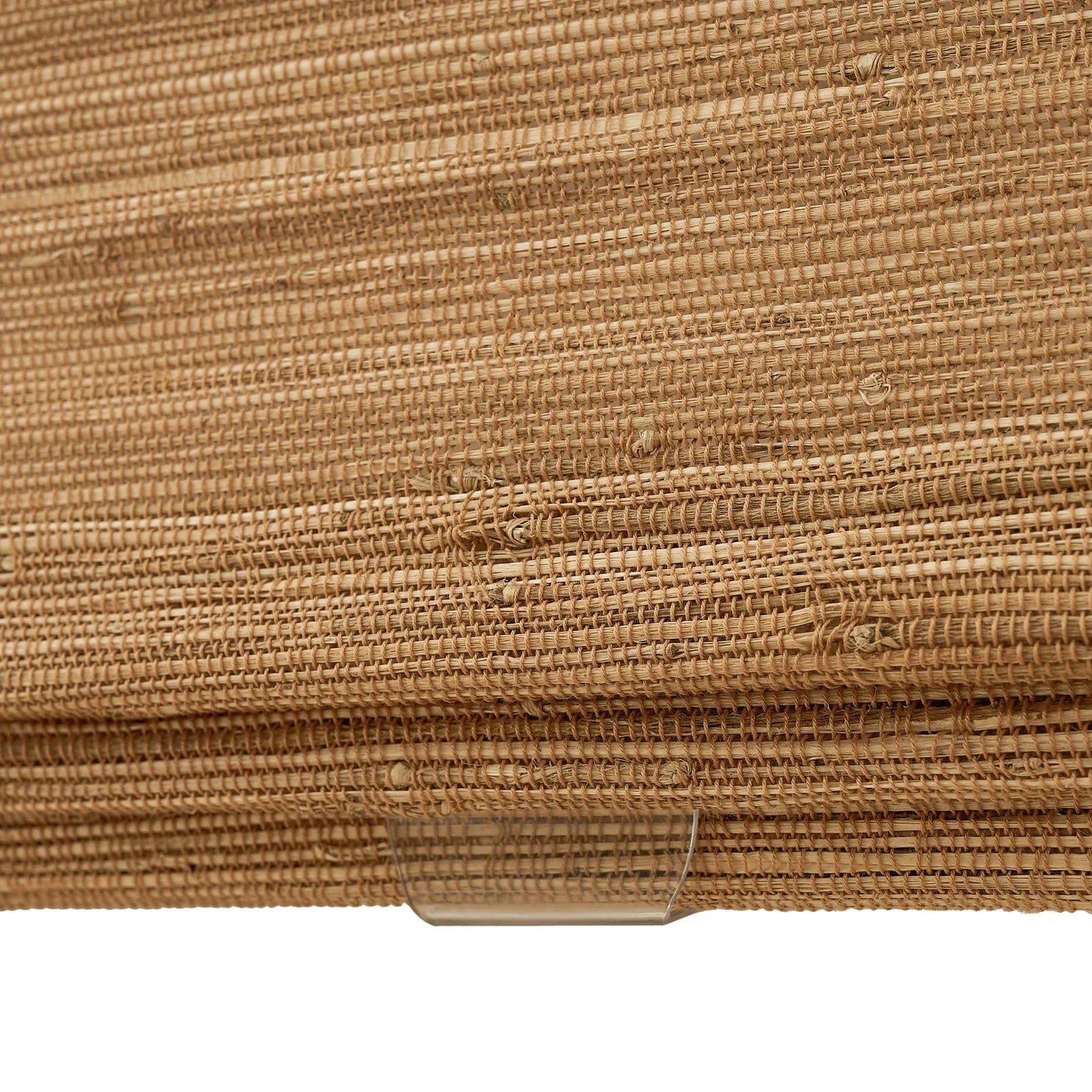 Natural hemp bamboo Roman shades in bark color showing rich, earthy texture.