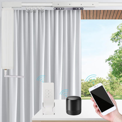 High-Performance Motorized Curtain System for Oversized Windows | Voice Control and Remote Control Capabilities