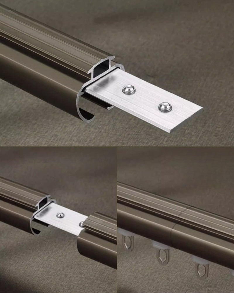 Custom oversized aluminum bay window curtain rod for L-shape windows with smooth gliding and heavy-duty support