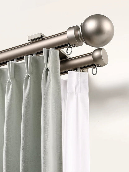 Custom oversized aluminum bay window curtain rod for L-shape windows with heavy-duty support and smooth glide