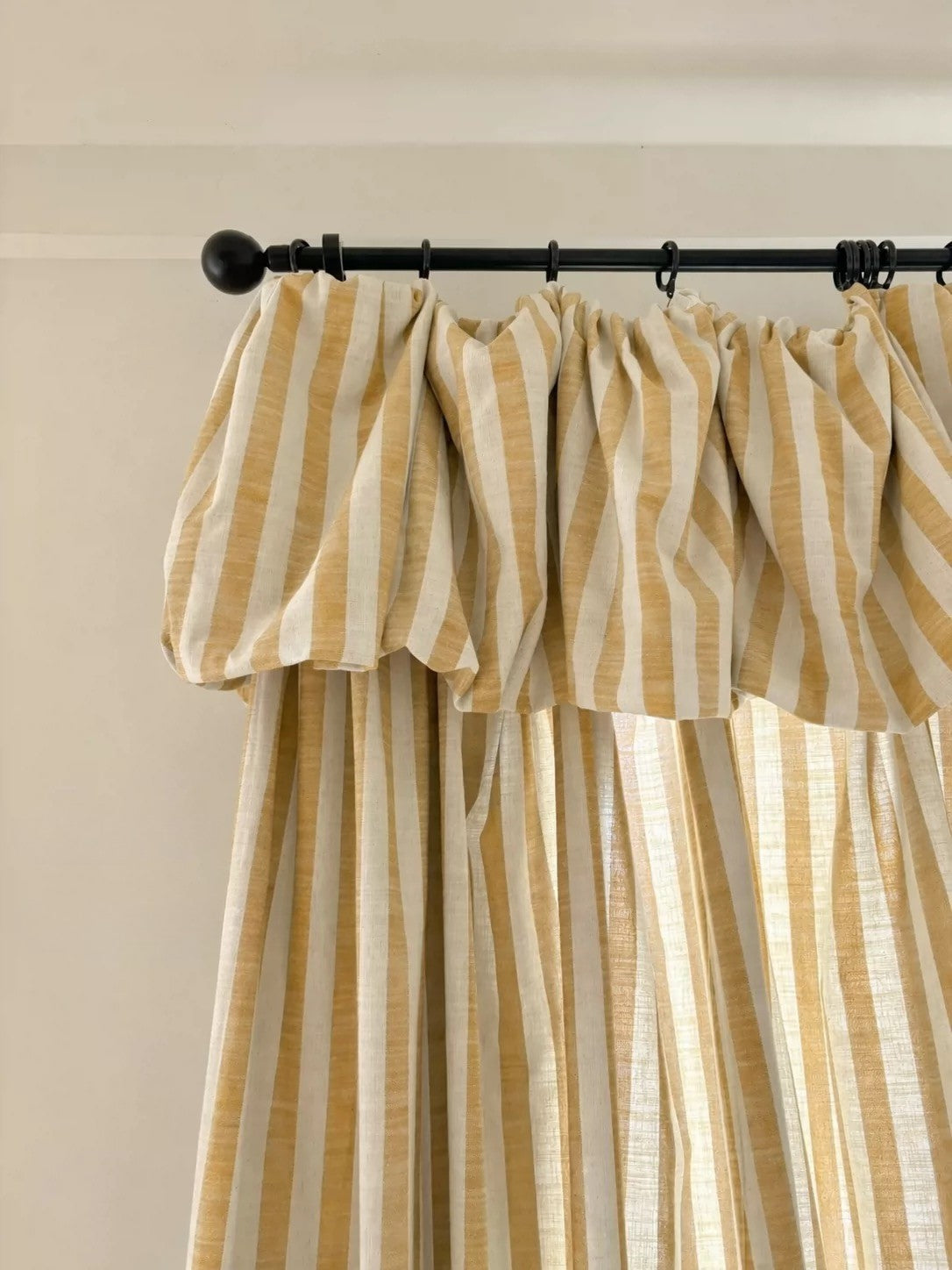 Custom butter yellow striped linen playroom curtains for kids room with light filtering and blackout options