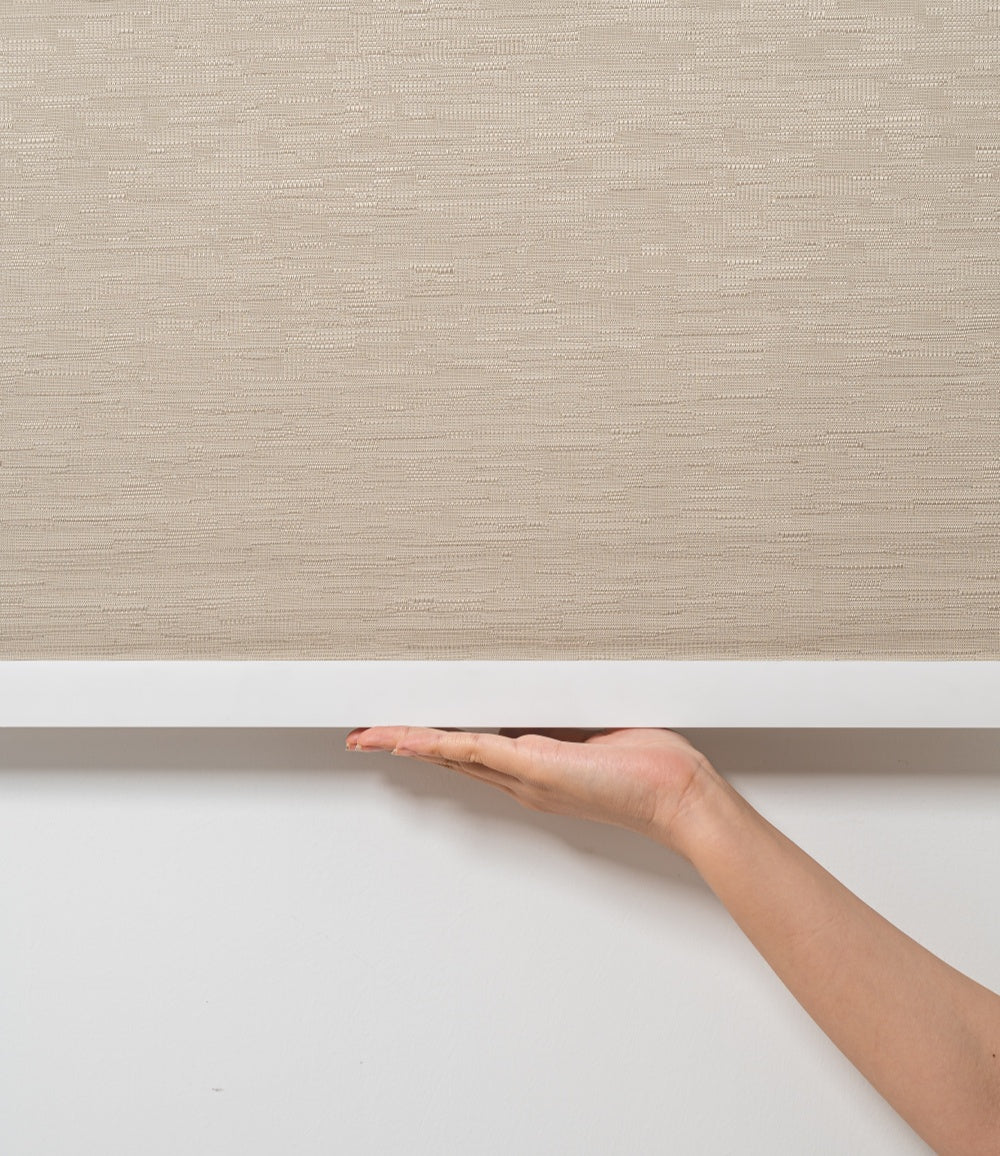 Close-up detail of the ramie blackout fabric on EaseEase cordless dual-layer day and night roller shades, showcasing its premium quality and texture.