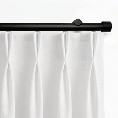 Custom heavy-duty bay window curtain rod with smooth gliding track for pleated and ripple fold curtains