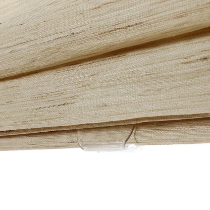 Natural ramie bamboo shades in cashew color, showcasing detailed woven texture.