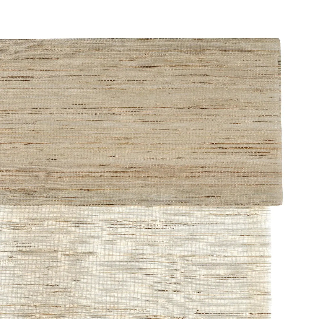 Natural ramie bamboo shades in cashew color, handwoven, mildew-resistant, eco-friendly blinds with breathable design.