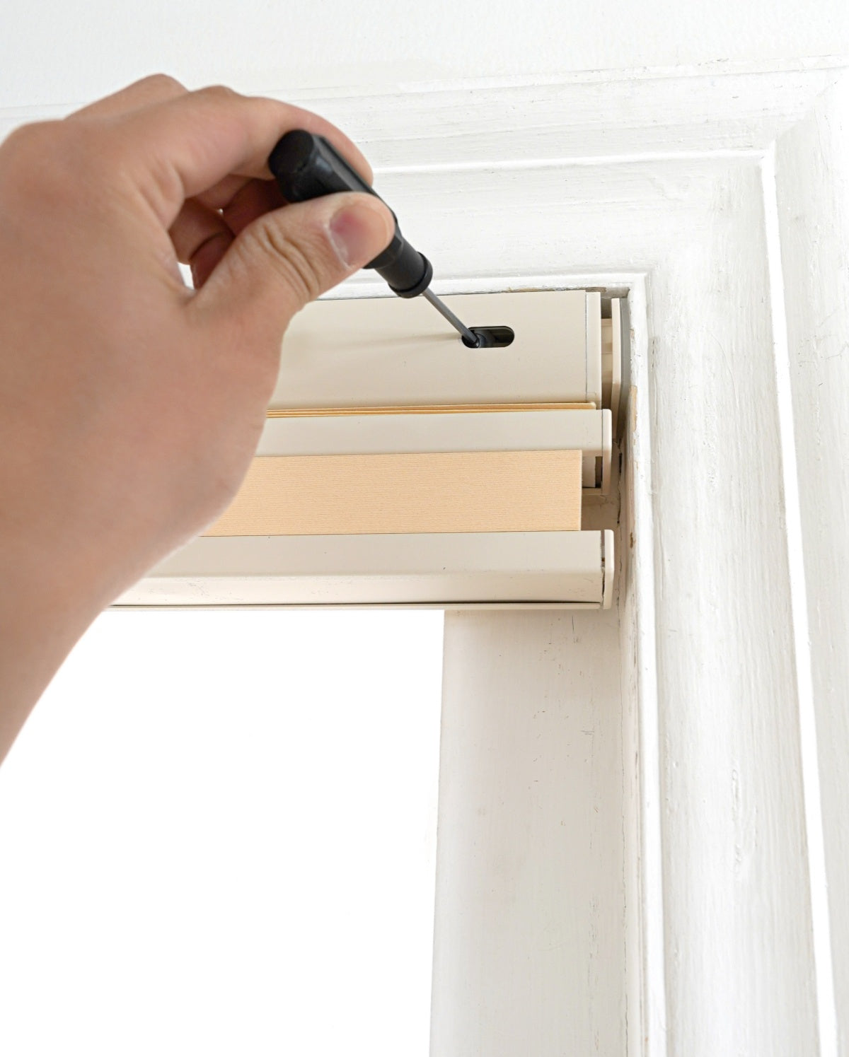 No drill honeycomb shades with tool-free installation and cordless operation covering large windows without wall damage