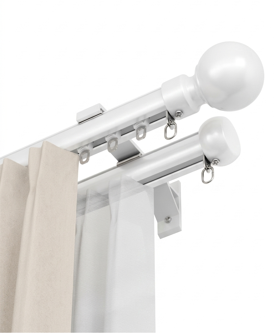 Custom oversized aluminum corner window curtain rod for U and L-shaped windows supporting heavy curtains