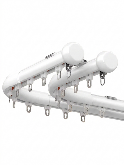 Custom oversized aluminum corner window curtain rod for U and L-shaped windows with heavy-duty support and smooth gliding