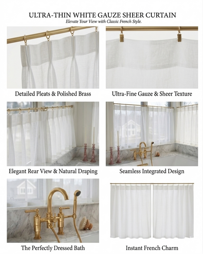 Natural sheer cafe curtains softly filtering sunlight and providing privacy for indoor spaces