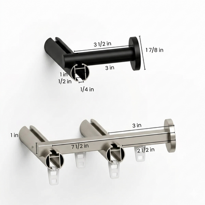 Custom heavy-duty bay window curtain rod with smooth gliding track for pleated and ripple fold curtains