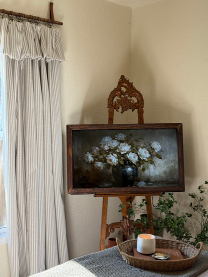 Classic linen striped curtains in neutral tones with fine and bold stripes for modern homes