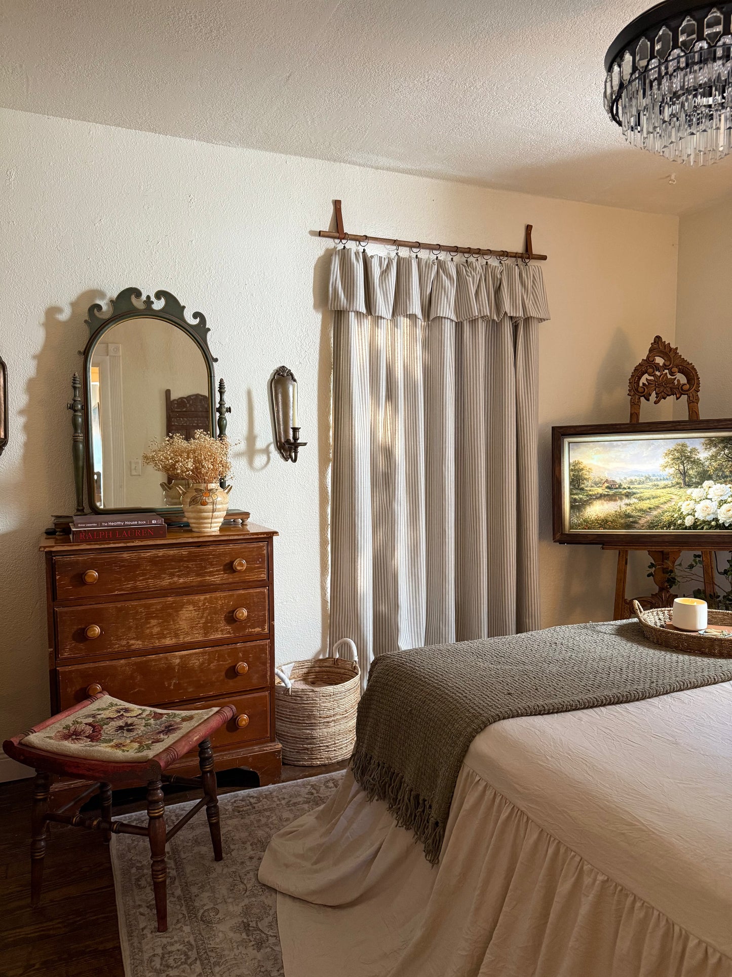 Classic linen striped curtains in neutral tones with fine and bold stripe widths for versatile home decor