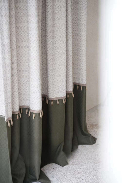 Designer "Fifth Avenue" vintage curtains with bold color blocking and cinematic vibes.