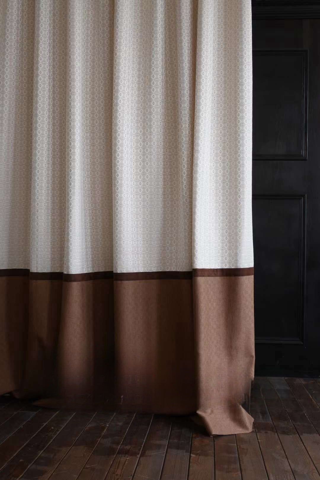 Vintage Fifth Avenue-inspired designer curtains with bold color blocking and cinematic elegance.