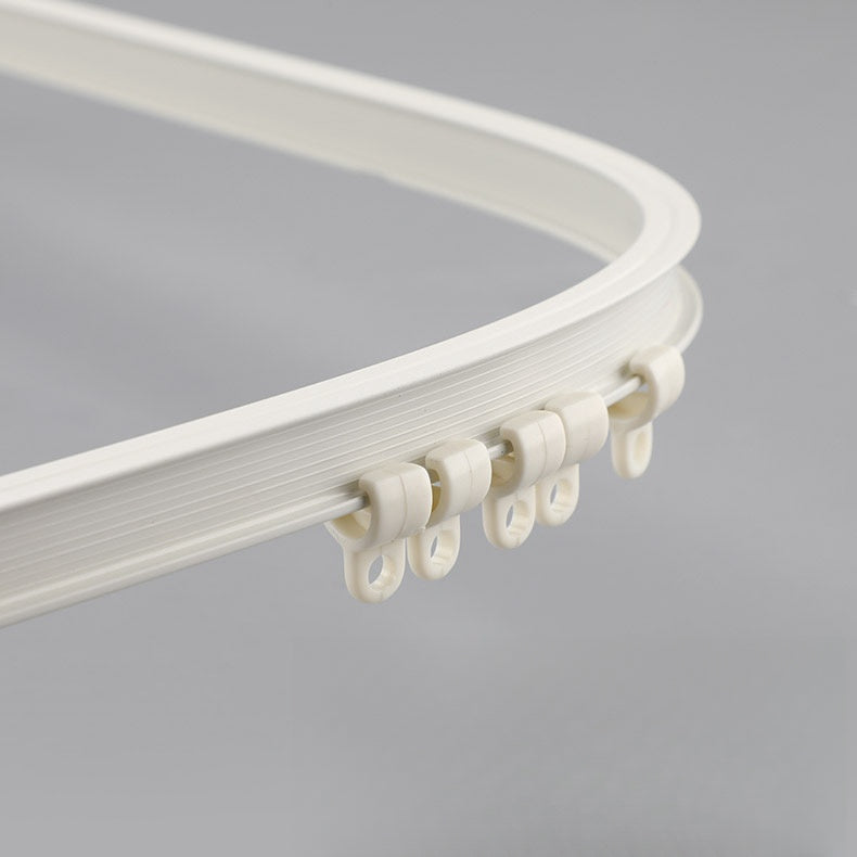 Ultra-thin curved curtain rail for bay windows, flexible aluminum track, and whisper-quiet operation.