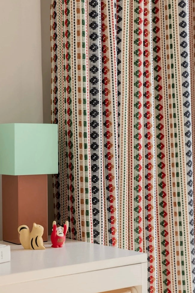 EASEEASE Fair Isle Jacquard Curtains for Kids' Room - Romantic, Dopamine-Inspired Design