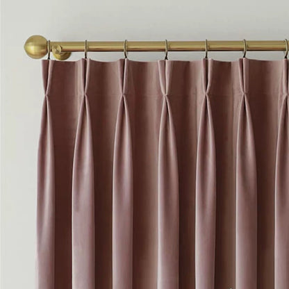 Luxurious soft-sheen velvet drapes in living room setting with creamy texture and rich vintage elegance