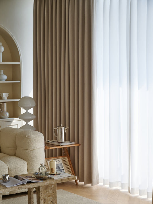 Herringbone blackout curtain for bedroom in elegant design and soft texture.